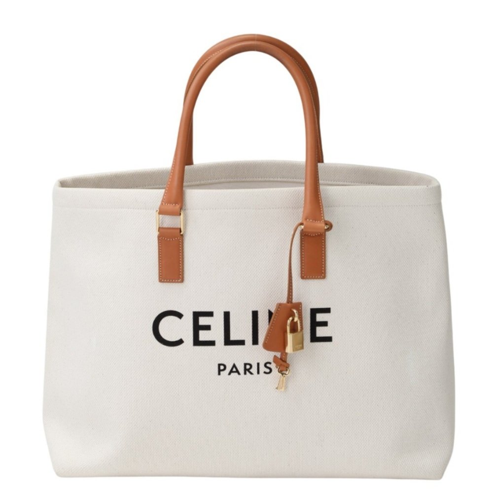 Celine Horizontal Cabas Canvas Tote Bag 190062BNZ White - Picture 2 of 16